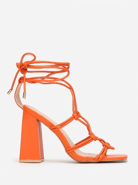 Sandales Carrées À Fines Lanières- Orange La Modeuse Chaussures De Soirée Femme