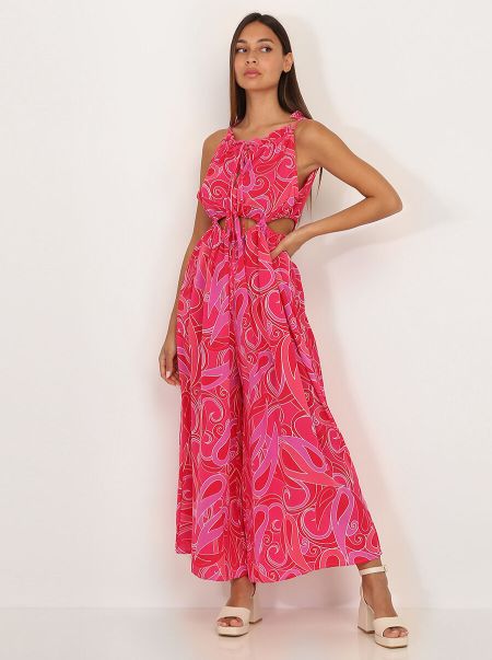 Combinaison Cut Out À Motif Style Cachemire- Rose Combinaisons La Modeuse Femme