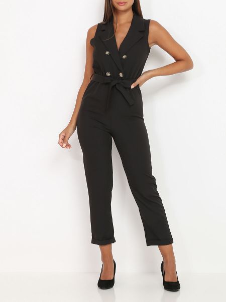 Combinaison Sans Manches Style Blazer- Noir Femme La Modeuse Combinaisons