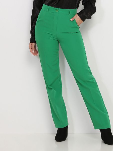 La Modeuse Ensembles Femme Pantalon Classique Droit- Vert