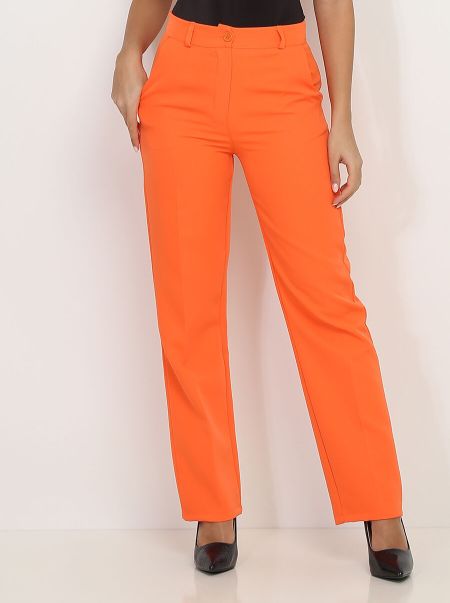 La Modeuse Pantalon Classique Droit- Orange Ensembles Femme