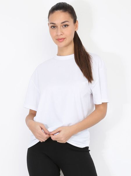 T-Shirt En Coton- Blanc La Modeuse Femme Tops, T-Shirts