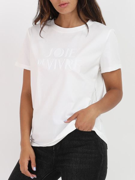 Tops, T-Shirts Femme La Modeuse T-Shirt À Inscription 'Joie De Vivre'- Blanc