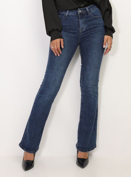 Jeans Jeans Flare Basique- Bleu Foncé Femme La Modeuse