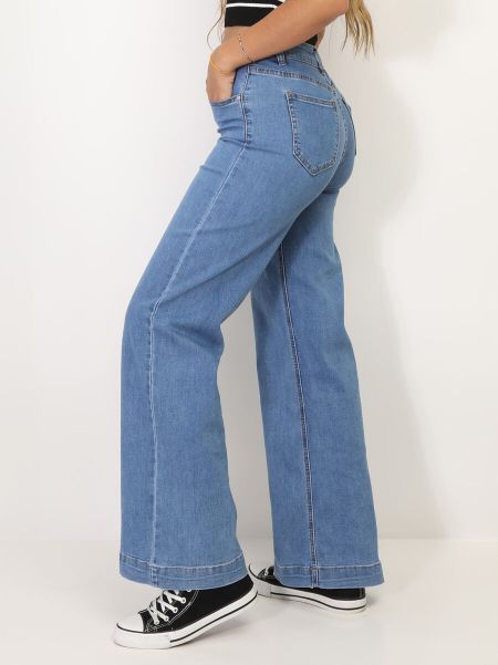 La Modeuse Jeans Jeans Wide Leg Basique- Bleu Femme