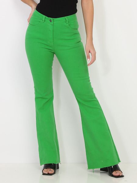 Jeans Femme Jeans Flare Stretch- Vert La Modeuse