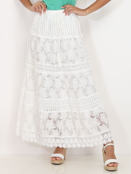 Jupe En Crochet Et Dentelle- Blanc Jupes La Modeuse Femme