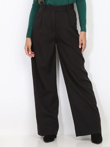 Pantalon Classique Ample Et Droit- Noir Pantalons La Modeuse Femme