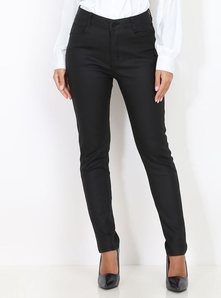 La Modeuse Pantalon Slim Basique Grandes Tailles- Noir Femme Pantalons