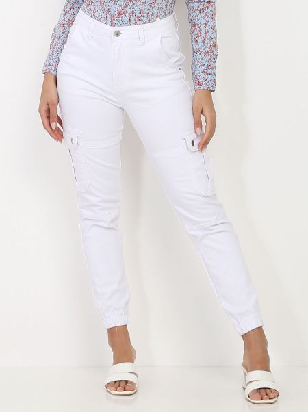 Pantalon Cargo Grandes Tailles- Blanc La Modeuse Pantalons Femme