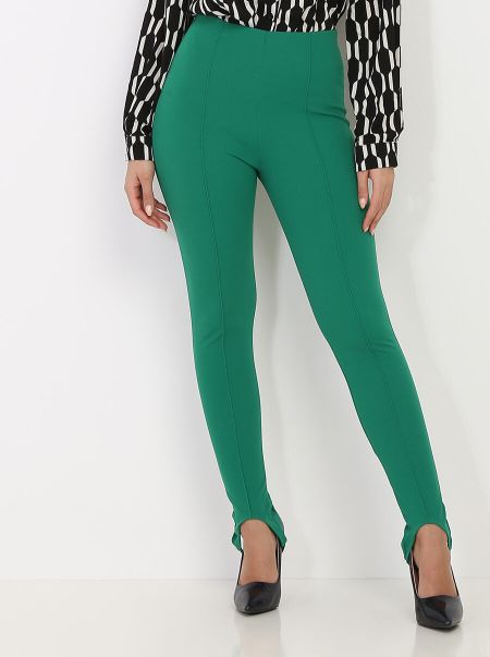 Pantalons Femme Pantalon Fuseau Moulant- Vert La Modeuse