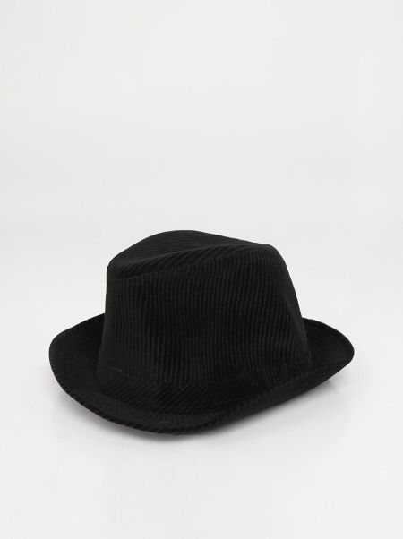Femme Bonnets, Chapeaux La Modeuse Chapeau En Velours Rayé- Noir