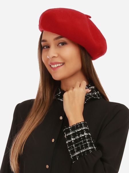 Béret En Laine- Rouge Femme La Modeuse Bonnets, Chapeaux